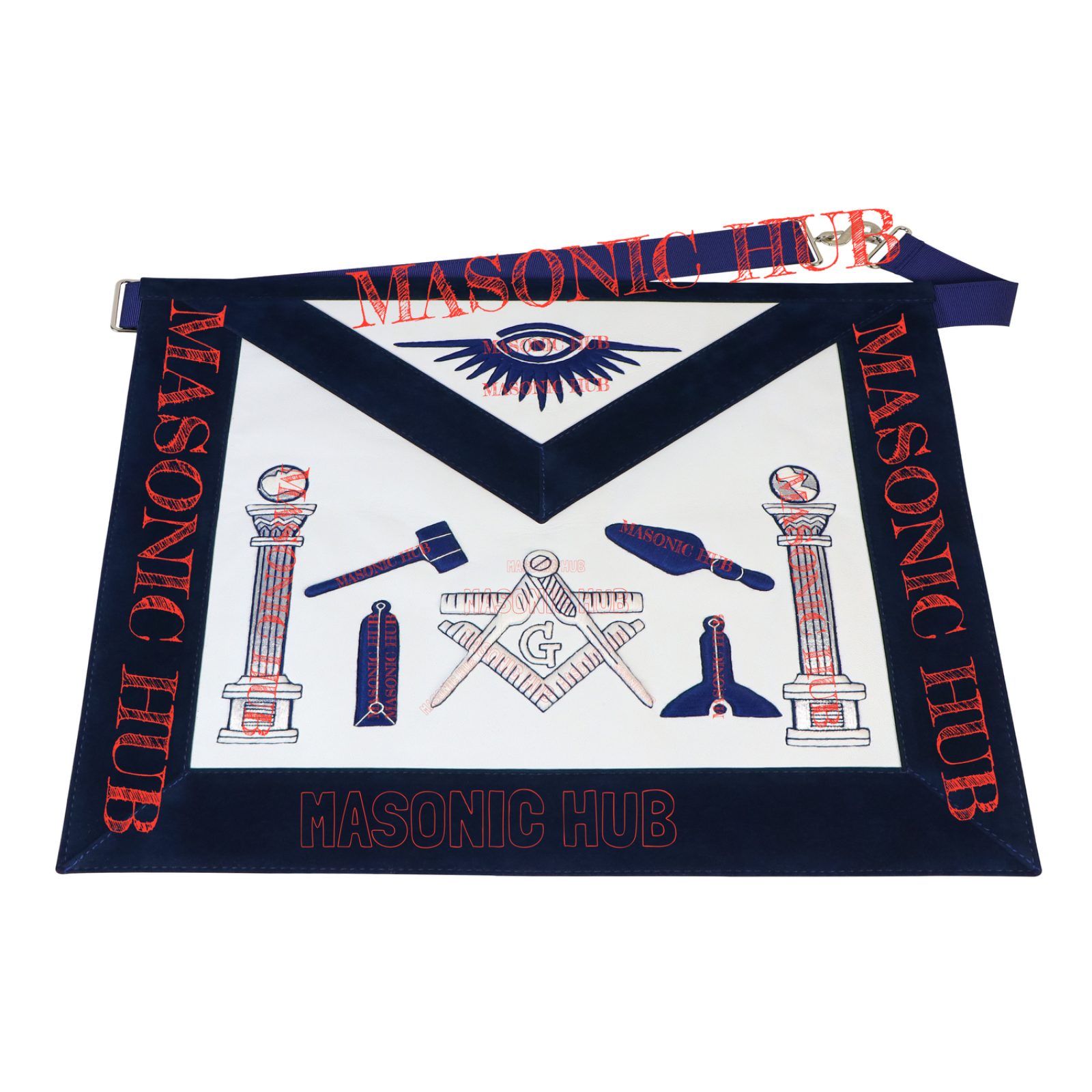 Masonic Regalia Master Mason Apron Lambskin - Working Tools - Navy Blue Velvet My Store