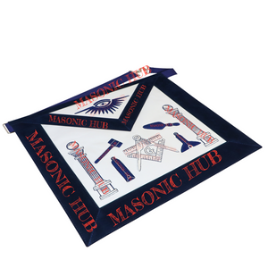 Masonic Regalia Master Mason Apron Lambskin - Working Tools - Navy Blue Velvet My Store