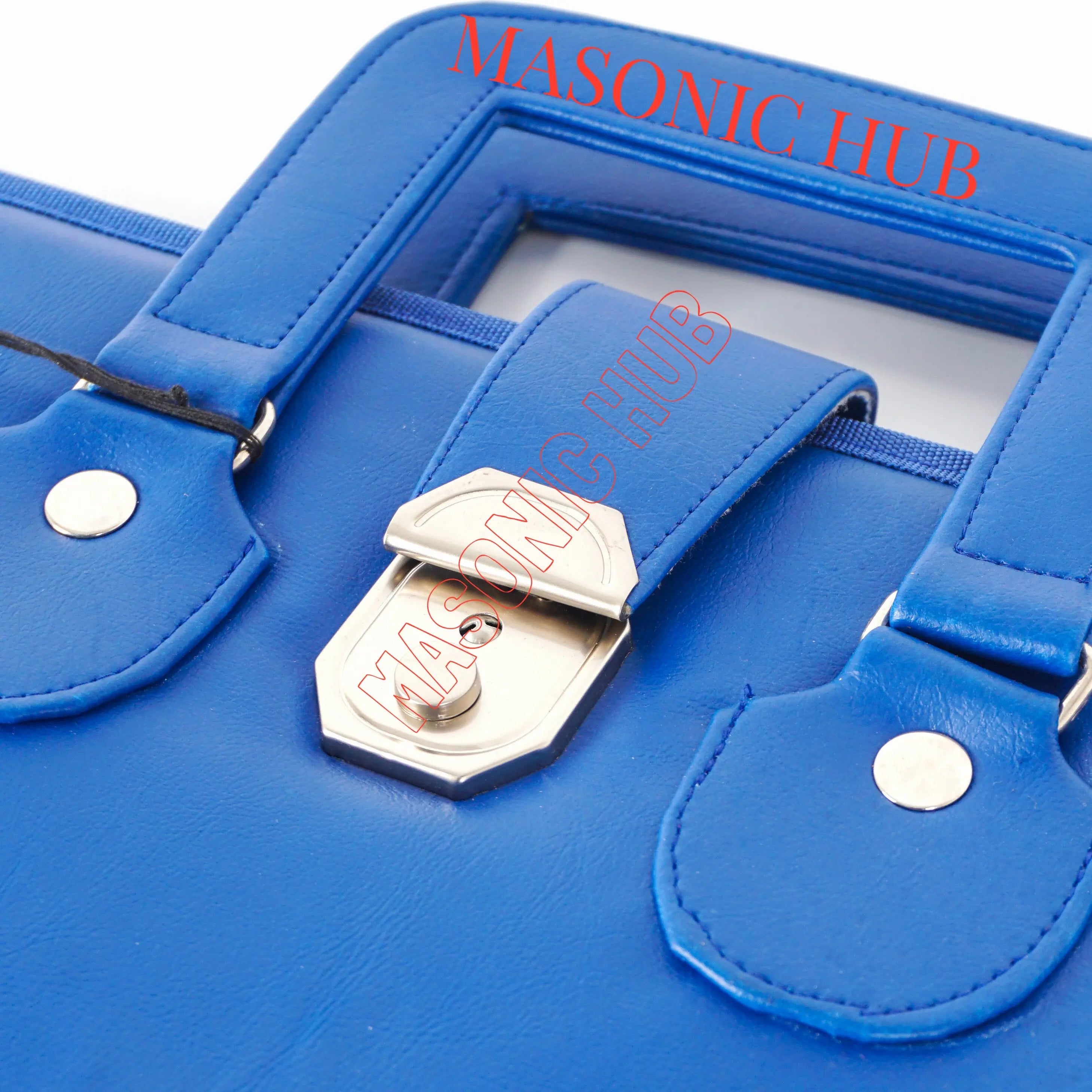 Masonic Hand-Embroidered Square &amp; Compass Apron Case with Handle – Blue Masonic Hub