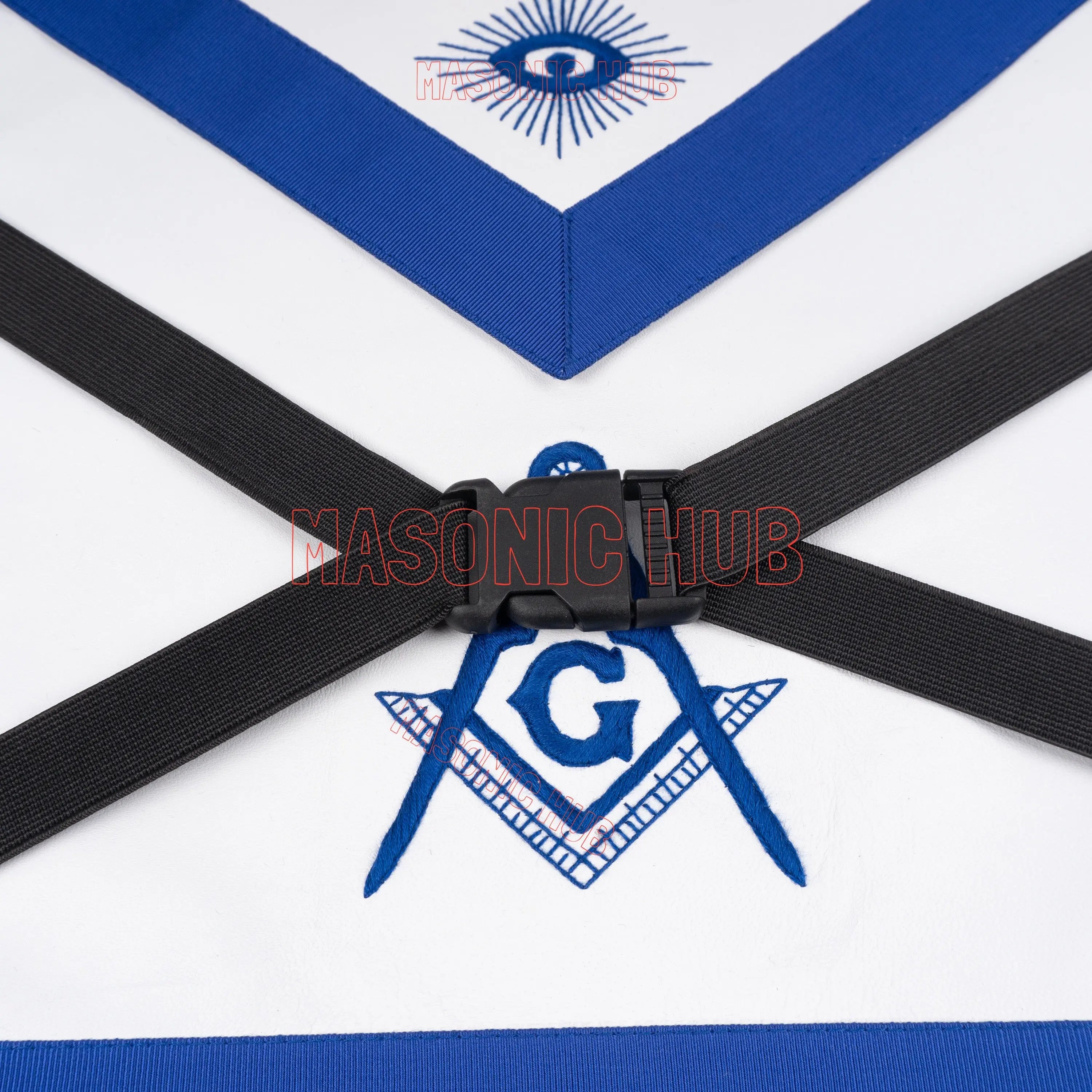 Masonic Hand-Embroidered Square &amp; Compass Apron Case with Handle – Blue Masonic Hub