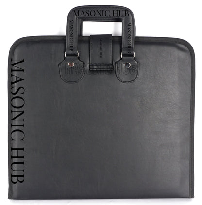 Masonic Regalia Black Faux Leather Masonic Apron Soft Case with Handle [BLACK]