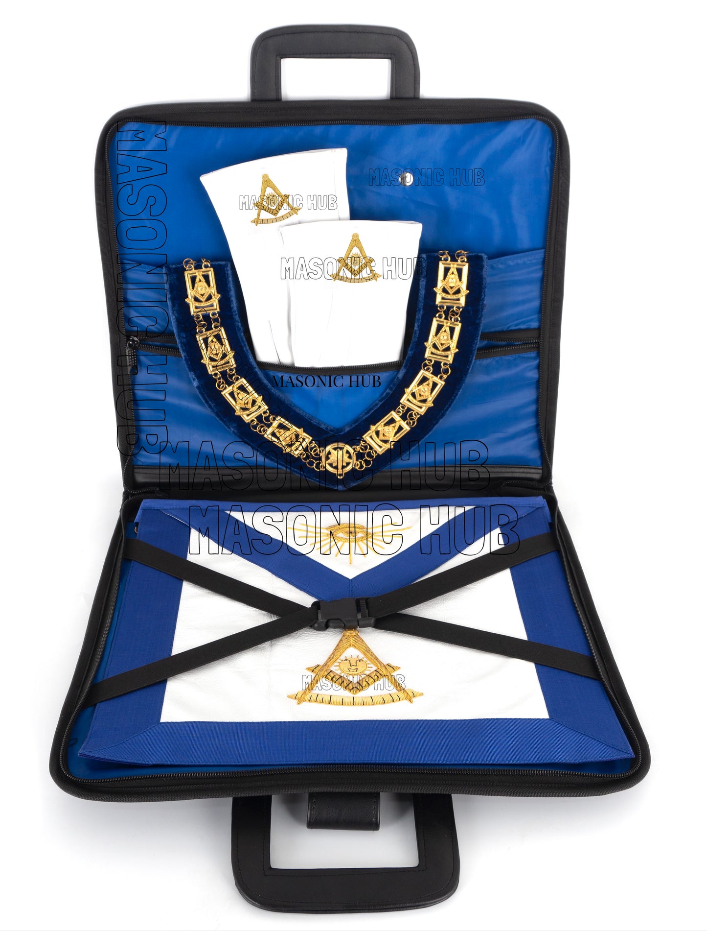 Masonic Regalia Black Faux Leather Masonic Apron Soft Case with Handle [BLACK]