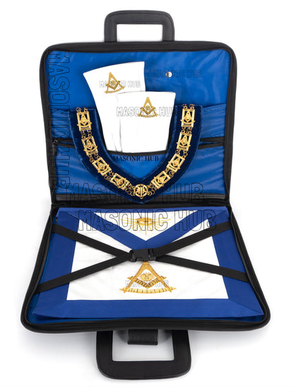 Masonic Regalia Black Faux Leather Masonic Apron Soft Case with Handle [BLACK]
