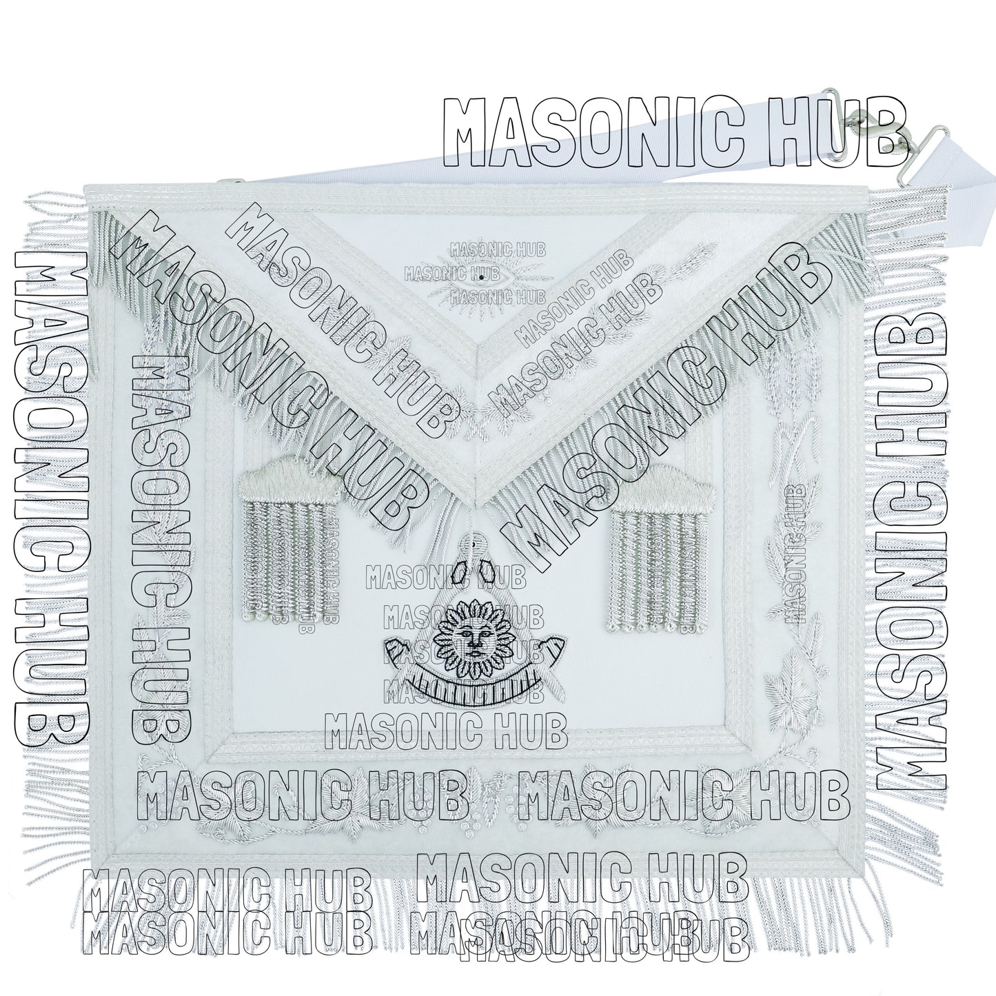 Handmade Masonic Past Master Apron with Compasses & Quadrant - Genuine Lambskin