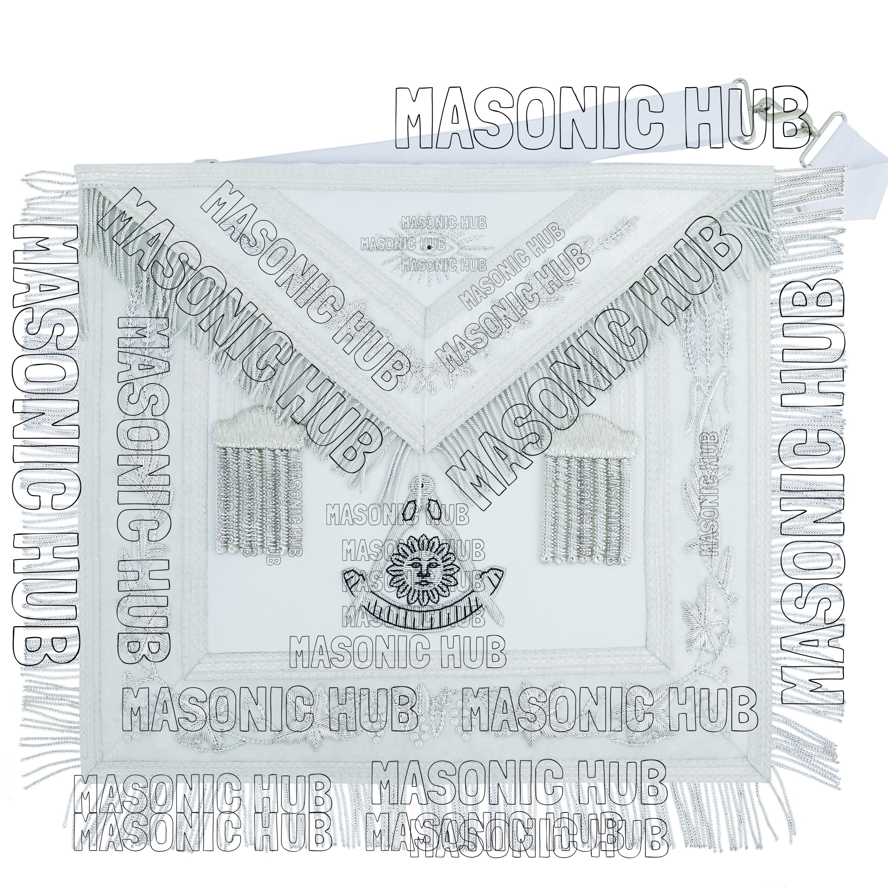 Handmade Masonic Past Master Apron with Compasses & Quadrant - Genuine Lambskin Masonic Hub