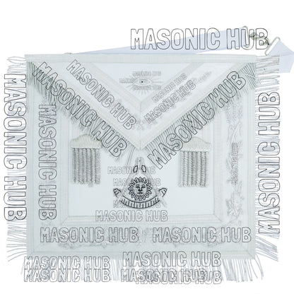 Handmade Masonic Past Master Apron with Compasses & Quadrant - Genuine Lambskin