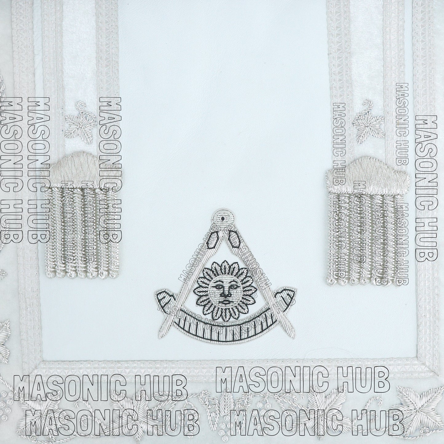 Handmade Masonic Past Master Apron with Compasses & Quadrant - Genuine Lambskin