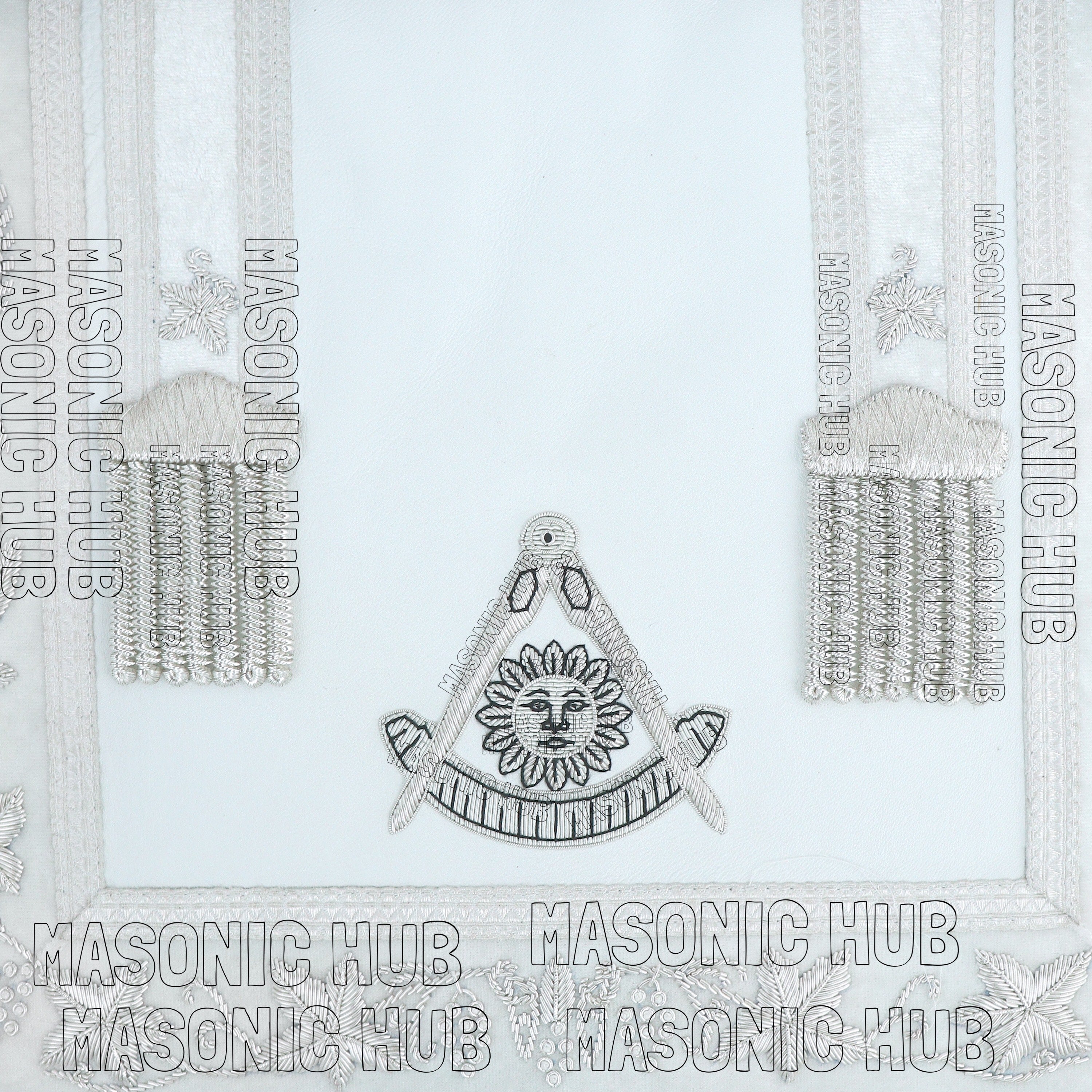Handmade Masonic Past Master Apron with Compasses & Quadrant - Genuine Lambskin Masonic Hub