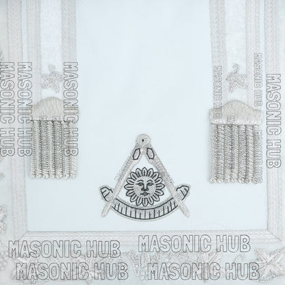 Handmade Masonic Past Master Apron with Compasses & Quadrant - Genuine Lambskin
