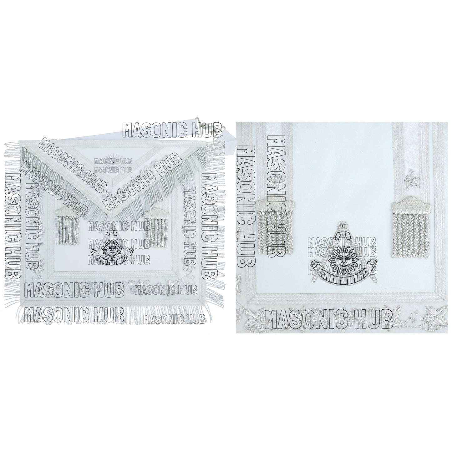 Handmade Masonic Past Master Apron with Compasses & Quadrant - Genuine Lambskin