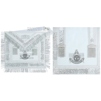 Handmade Masonic Past Master Apron with Compasses & Quadrant - Genuine Lambskin