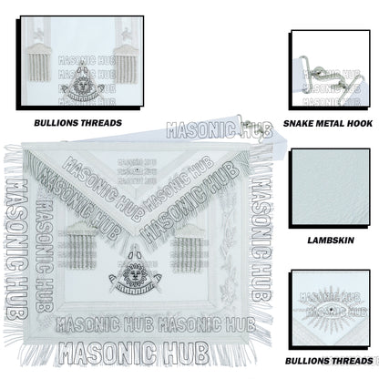 Handmade Masonic Past Master Apron with Compasses & Quadrant - Genuine Lambskin
