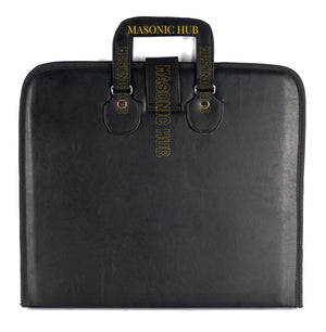 Masonic Hand Embroidered Square & Compass Masonic Apron Case with Handle [BLACK] Masonic Hub