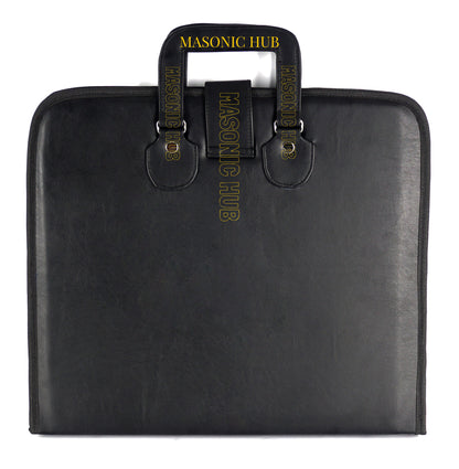 Masonic Hand Embroidered Square & Compass Masonic Apron Case with Handle [BLACK]