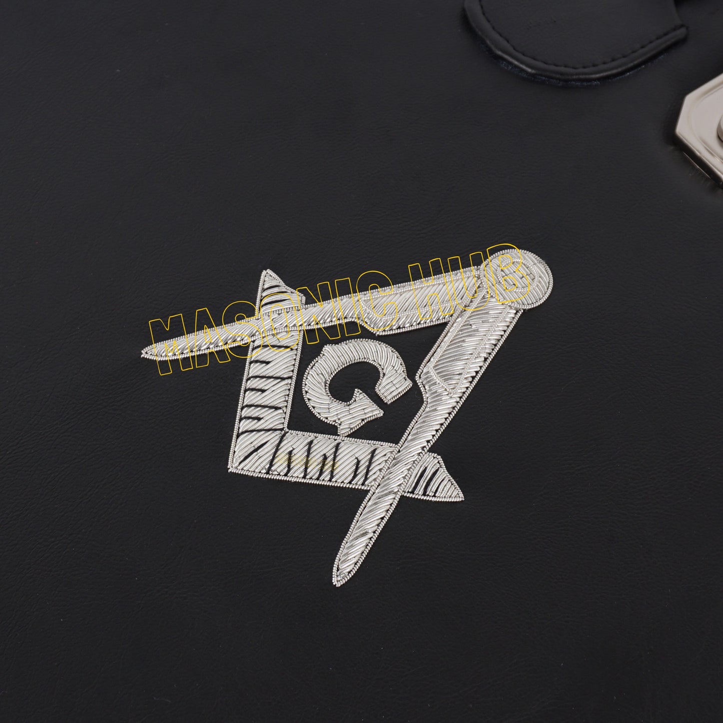 Masonic Hand Embroidered Square & Compass Masonic Apron Case with Handle [BLACK]