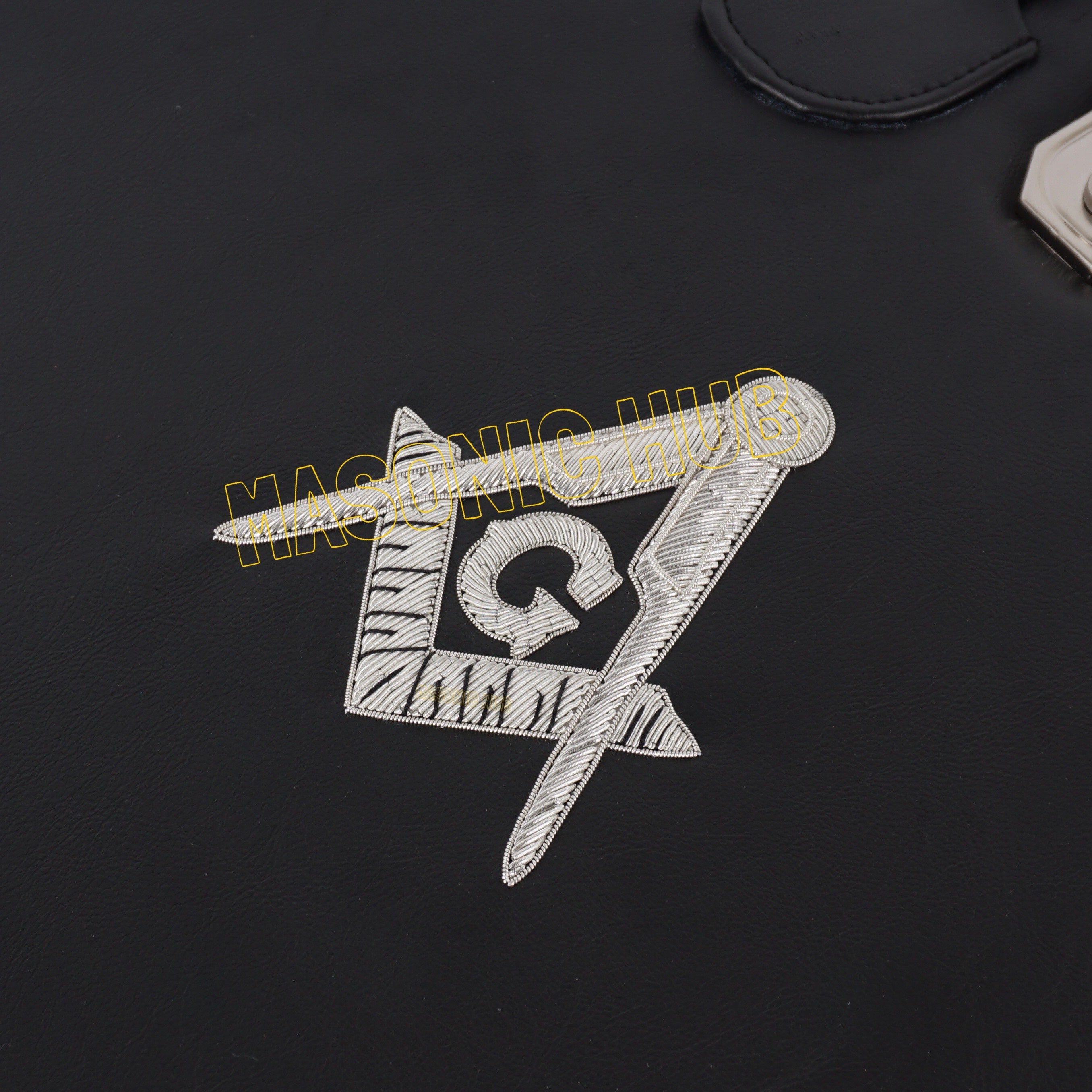 Masonic Hand Embroidered Square & Compass Masonic Apron Case with Handle [BLACK] Masonic Hub