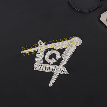 Masonic Hand Embroidered Square & Compass Masonic Apron Case with Handle [BLACK]