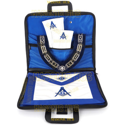 Personalized Masonic Apron Case | Hand-Embroidered Square & Compasses | Black with Handle