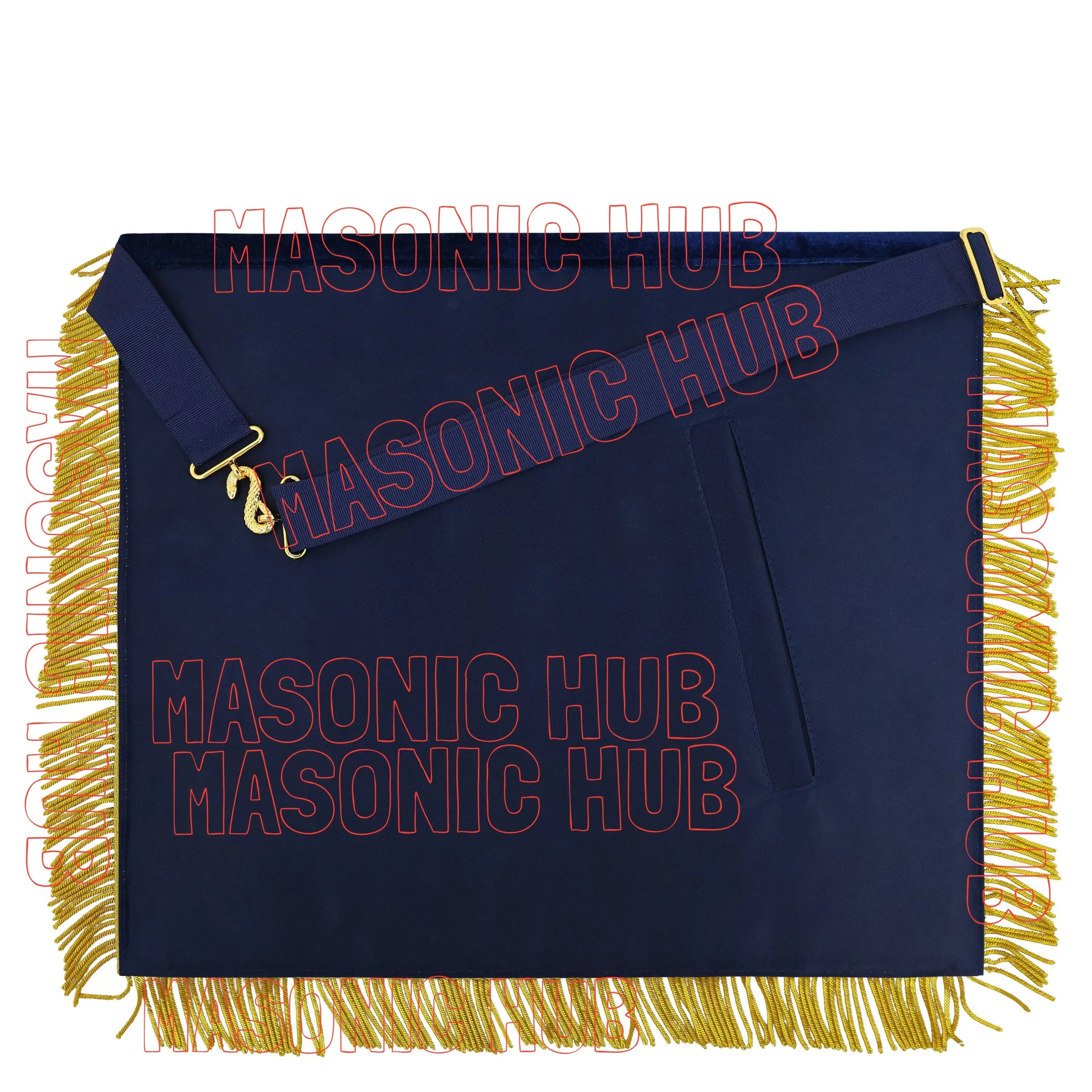 Masonic Past Master Apron Navy Blue - Genuine Lambskin + Chain Collar & Jewel Masonic Hub