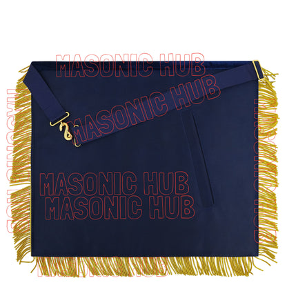 Masonic Past Master Apron Navy Blue - Genuine Lambskin + Chain Collar & Jewel