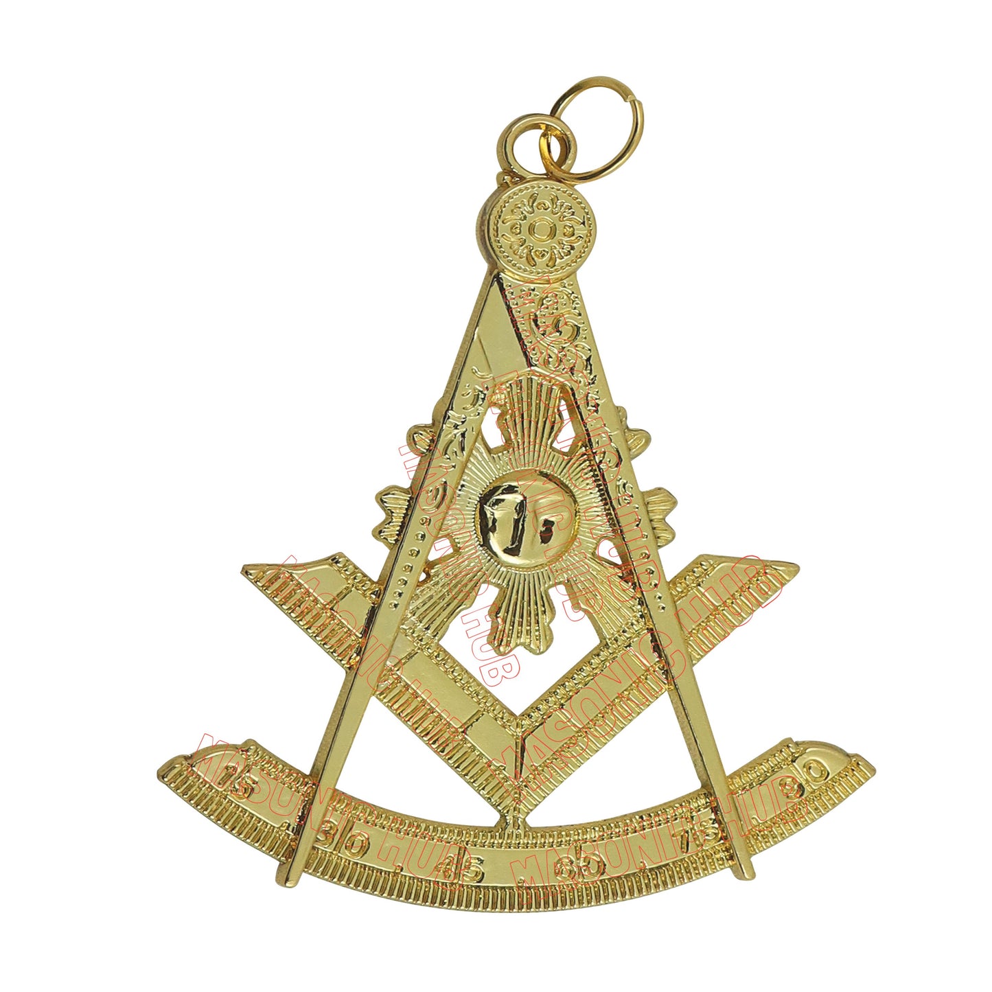 Masonic Past Master Metal Chain Collar Navy Blue Backing With Rhinestones + Free Jewe
