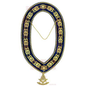 Masonic Past Master Apron Navy Blue - Genuine Lambskin + Chain Collar & Jewel Masonic Hub