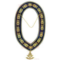 Masonic Past Master Metal Chain Collar Navy Blue Backing With Rhinestones + Free Jewe Masonic Hub