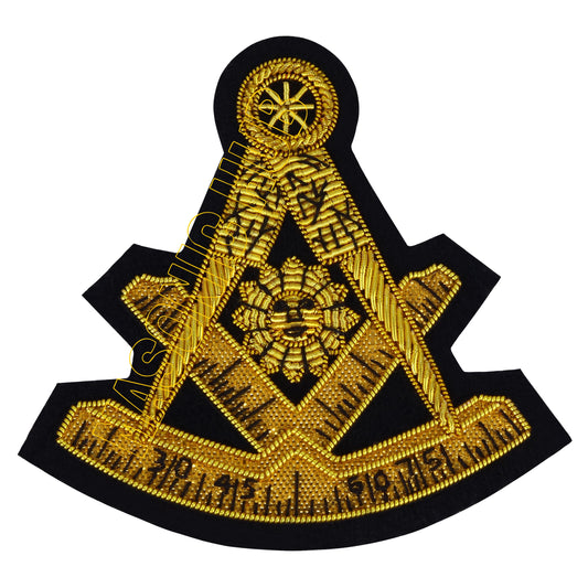 MASONIC PAST MASTER EMBLEM PATCH GOLDEN BULLION HAND EMBROIDERED