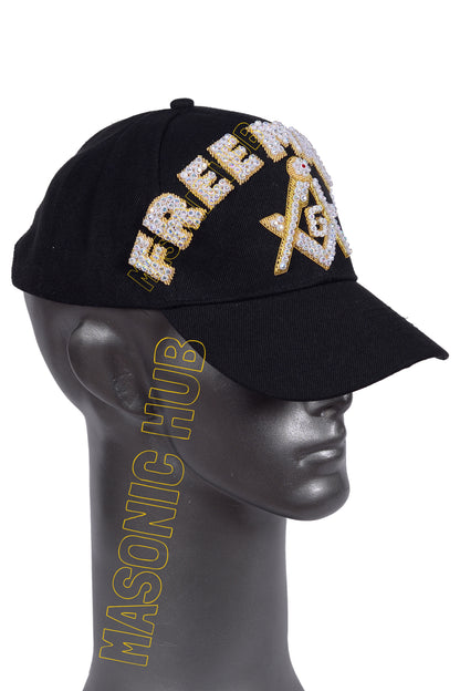Masonic Freemason Black Handmade Cap – Bullion Embroidered Compass & Square
