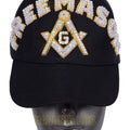 Masonic Freemason Black Handmade Cap – Bullion Embroidered Compass & Square My Store
