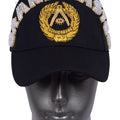 Masonic Grand Master Black Baseball Cap – Handmade with Rhinestones | Freemason Bling Hat Masonic Hub