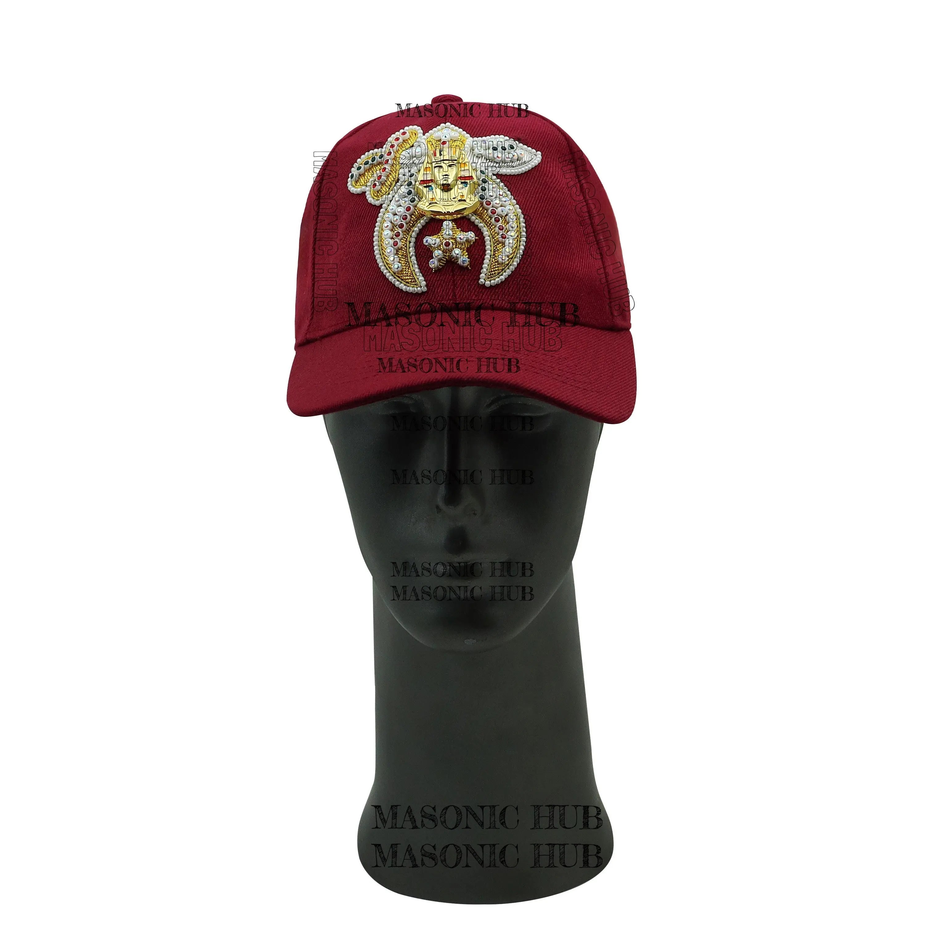 Shriner Masonic Maroon Handmade Cap –Gold Tassel, Embroidered Jewel & Adjustable My Store