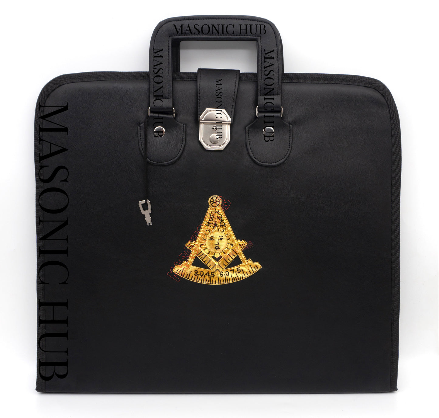 Masonic Hand Embroidered Past Master Masonic Apron Case with Handle [ BLACK ]