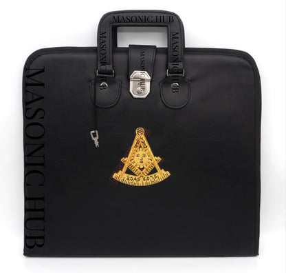 Masonic Hand Embroidered Past Master Masonic Apron Case with Handle [ BLACK ]