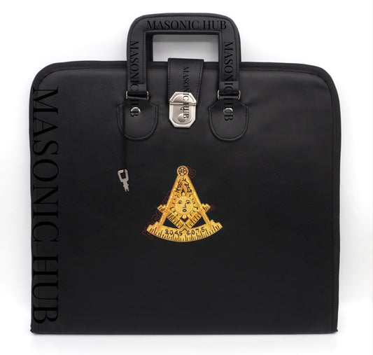 Masonic Hand Embroidered Past Master Masonic Apron Case with Handle [ BLACK ]