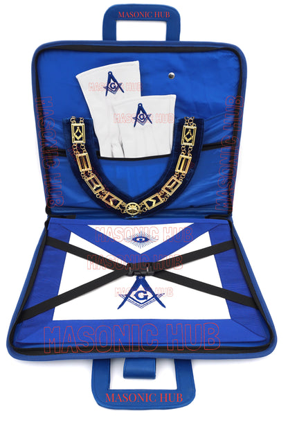 Masonic Hand Embroidered Square & Compass Masonic Apron Case with Handle [BLACK]