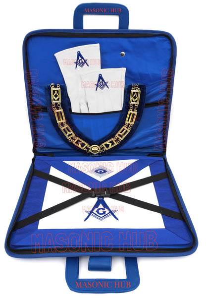 Personalized Masonic Apron Case | Hand-Embroidered Square & Compasses | Black with Handle