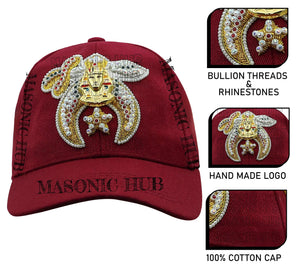 Shriner Masonic Maroon Handmade Cap –Gold Tassel, Embroidered Jewel & Adjustable My Store