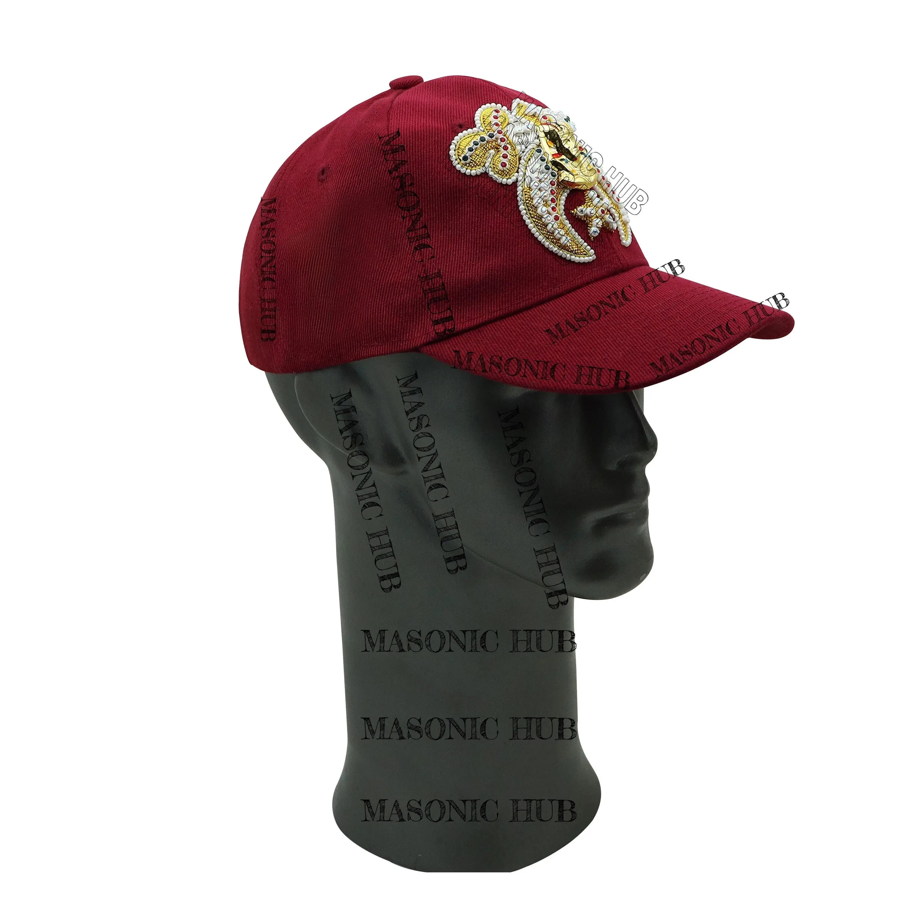 Shriner Masonic Maroon Handmade Cap –Gold Tassel, Embroidered Jewel & Adjustable My Store