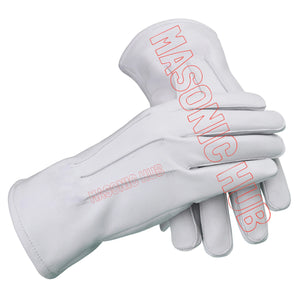 Masonic All-White Hand-Embroidered Master Mason Apron &amp; Plain White Gloves Masonic Hub