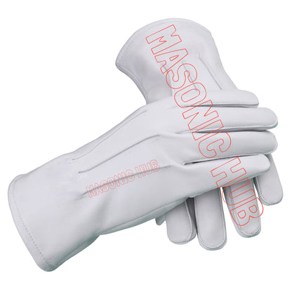 Masonic All-White Hand-Embroidered Master Mason Apron &amp; Plain White Gloves