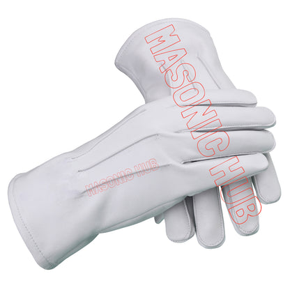 Masonic Plain White Leather Gloves – Blue Lodge Ceremonial Dress Gloves (No Emblem)