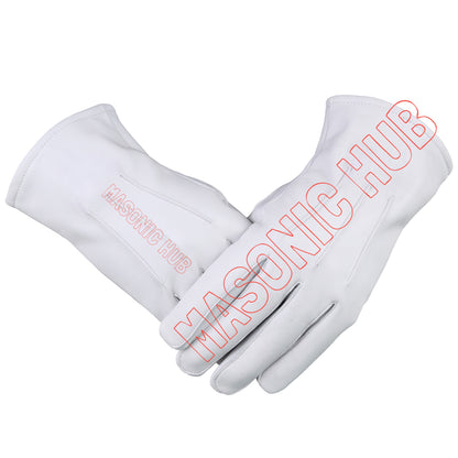 Masonic Plain White Leather Gloves – Blue Lodge Ceremonial Dress Gloves (No Emblem)