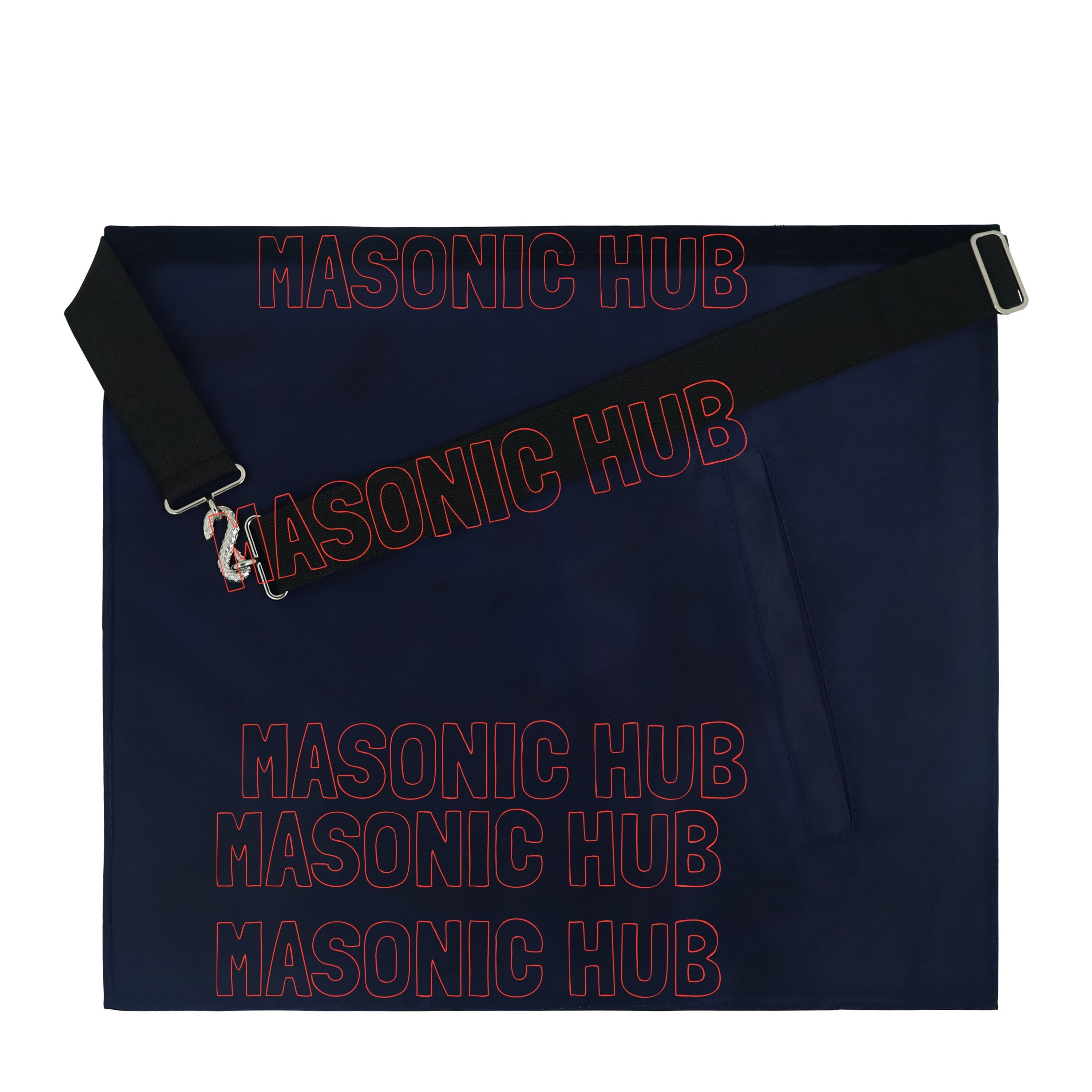 Masonic Past Master Apron | 100% Lambskin | Hand Embroidered Bullion | Navy Blue Velvet Pillar & Sunburst Masonic Hub
