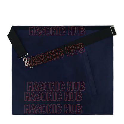 Masonic Past Master Apron | 100% Lambskin | Hand Embroidered Bullion | Navy Blue Velvet Pillar & Sunburst