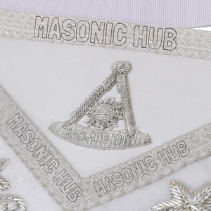Masonic Past Master DeMolay Apron - White with Silver Bullion Embroidery & DeMolay Logo My Store