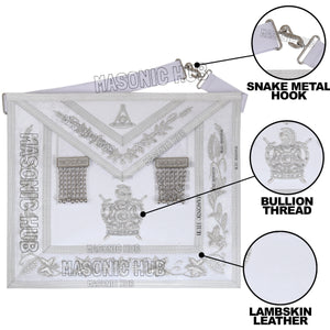 Masonic Past Master DeMolay Apron - White with Silver Bullion Embroidery & DeMolay Logo My Store