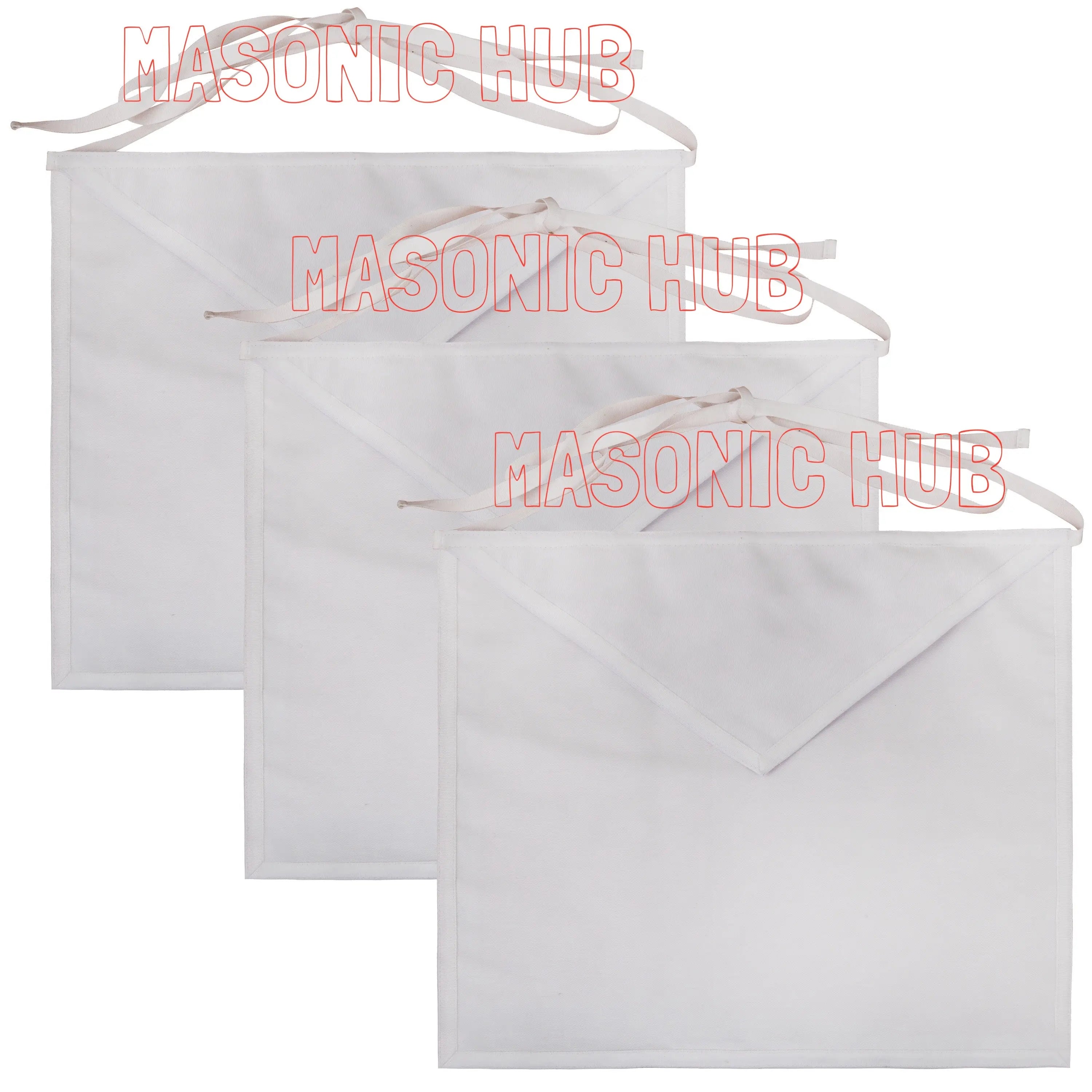 Masonic Hub White Duck Cotton Entered Apprentice Apron – 14"x16" | Adjustable Belt Regalia Masonic Hub