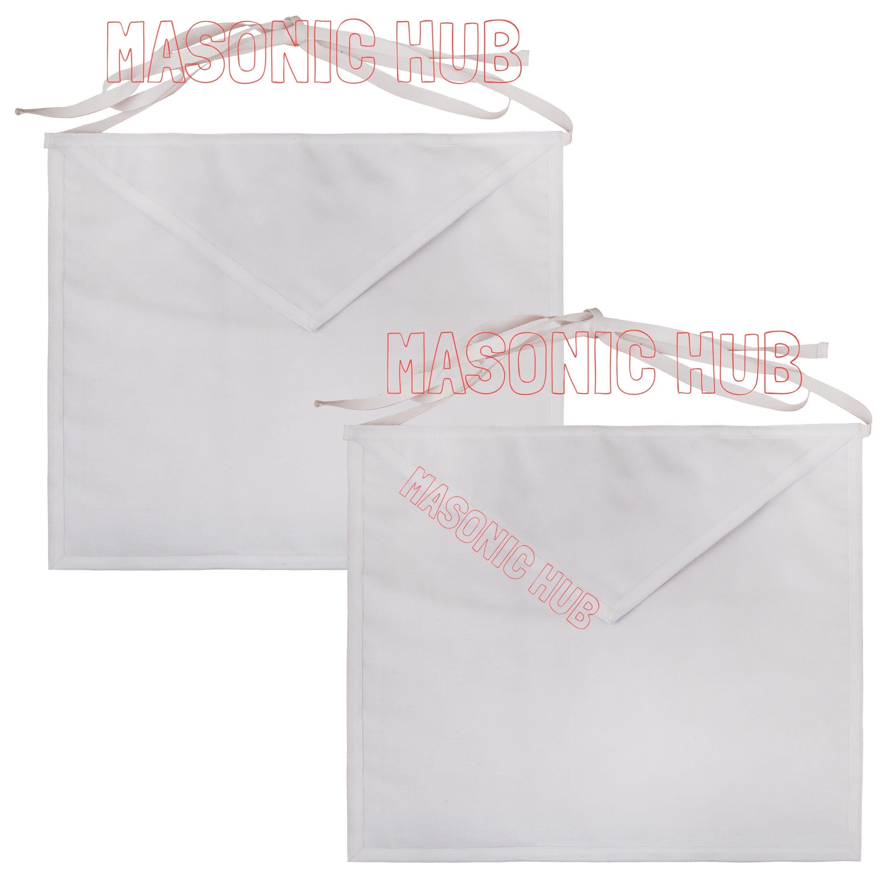 Masonic Hub White Duck Cotton Entered Apprentice Apron – 14"x16" | Adjustable Belt Regalia Masonic Hub