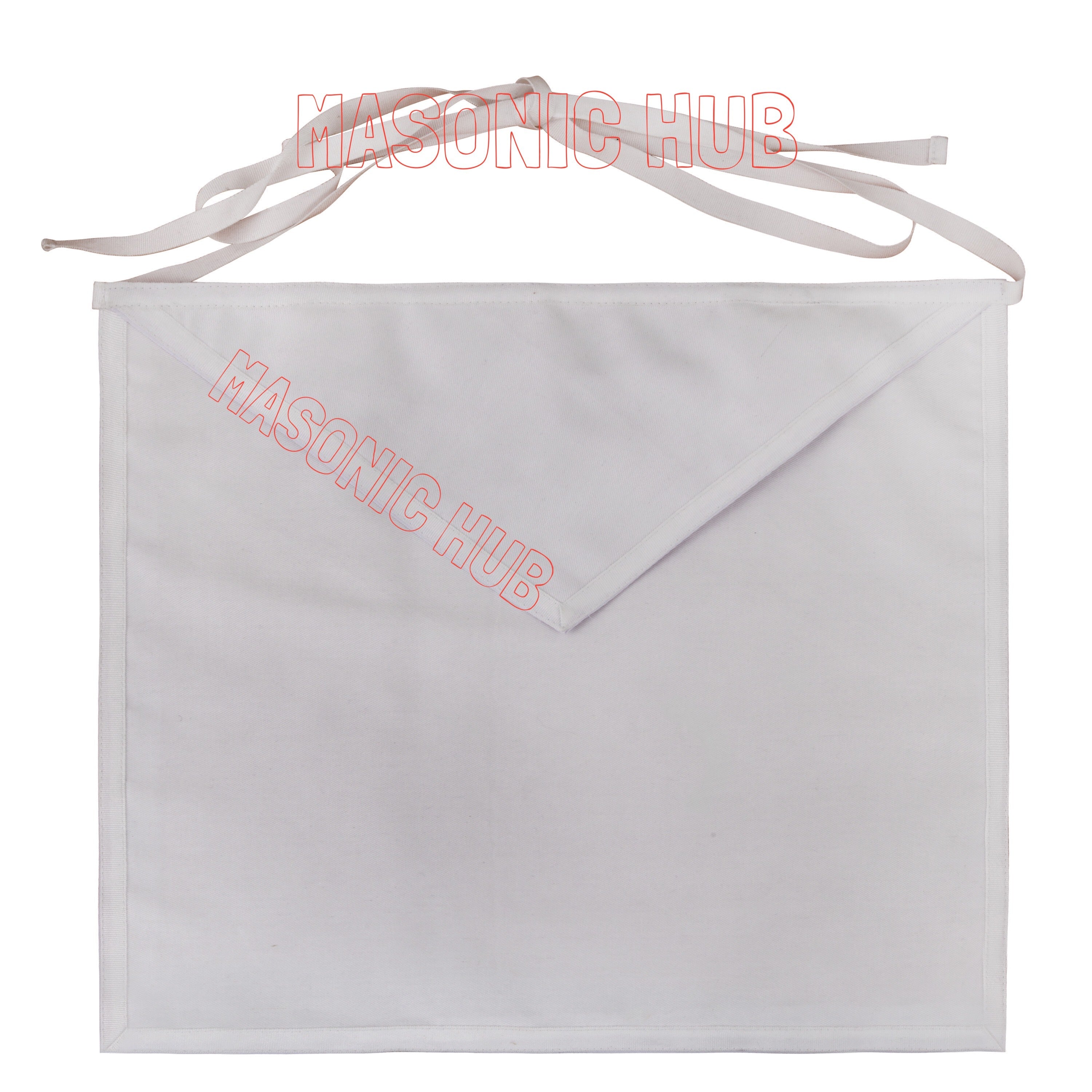 Masonic Hub White Duck Cotton Entered Apprentice Apron – 14"x16" | Adjustable Belt Regalia Masonic Hub